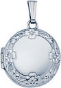 S.S ROUND LOCKET W/ FLORAL BORDER 13mm