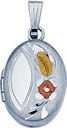 S.S. OVAL LOCKET ENGRAVED FLORAL 12x10mm