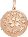 14KY ROUND LOCKET RAISED FLORAL DESIGN
