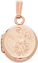 14KY SMALL ROUND LOCKET HAND ENG 10mm