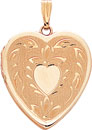 14KY HEART LOCKET HAND ENG 19.5mm