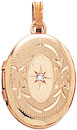 14KY OVAL LKT HND ENG W/DIA 13.5x11mm