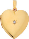 14KY SHINY HEART LOCKET W/DIA