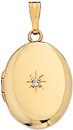 14KW SHINY OVAL LOCKET 16x13mm W/DIA