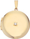 14KY LG ROUND LOCKET W/DIA 21mm