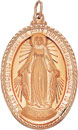 14KY OVAL 3D MIRACULOUS MEDAL 1 1/2