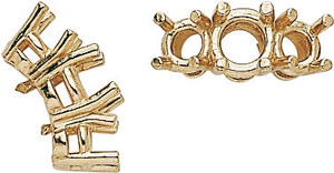 PLAT 3 STONE TOP FOR RING 1/.25 2/.12