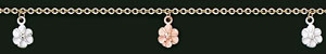 14KY ANKLET W/ WHITE/PINK FLOWER CHARMS (10