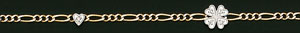 14KY ANKLET FIGARO CHAIN W/DIAS