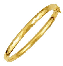 14KY HAMMERED ADULT BANGLE 60mm