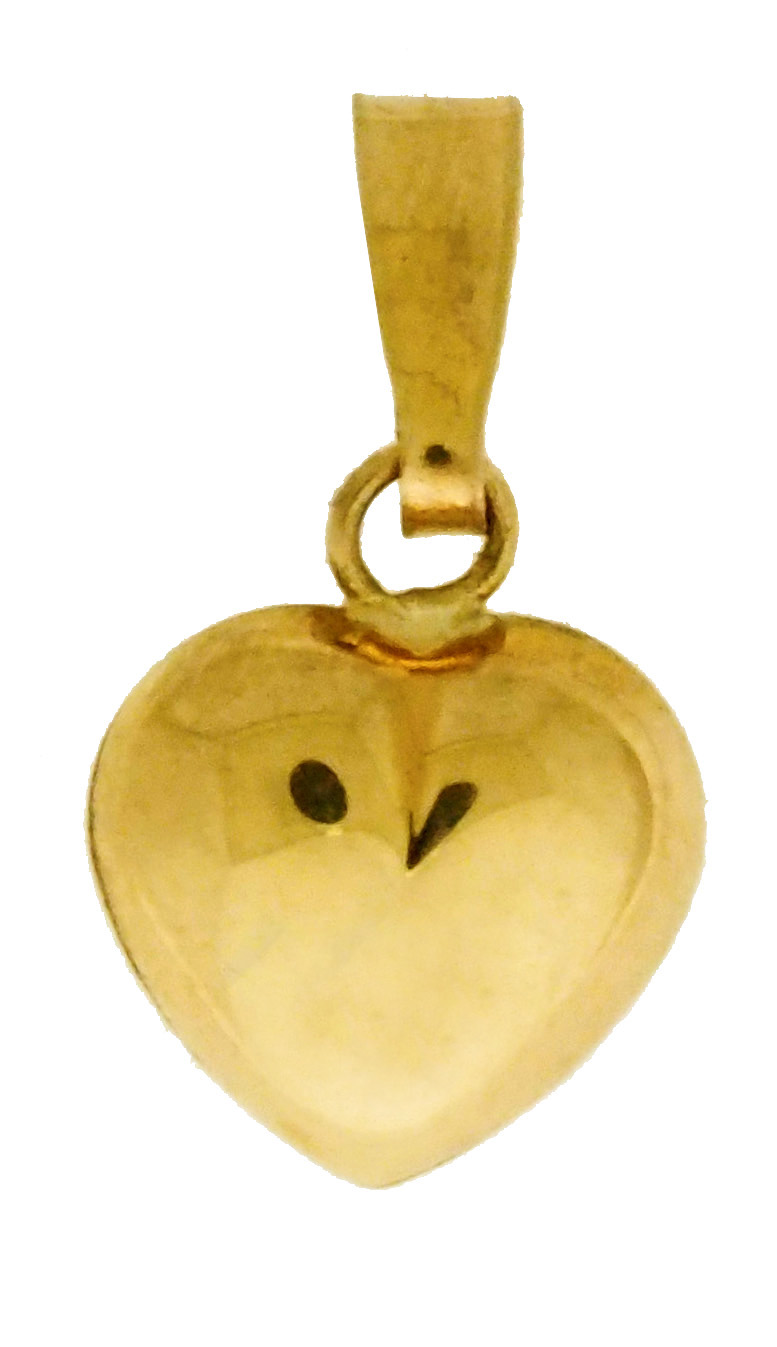 14KY 9mm SHINY PUFFED HEART W/BAIL