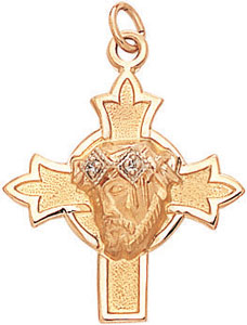 14KY CHR. HEAD ON CROSS W/2 DIA. 1