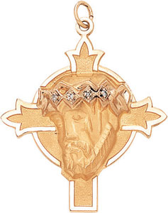 14KY CHR. HEAD ON CROSS W/4 DIA. 1 1/2