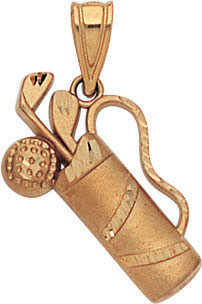 14KY GOLF CADDY W/ CLUBS CHARM 19.5mm