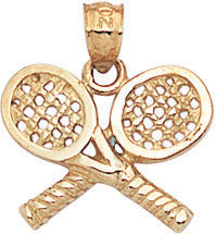 14KY 2 TENNIS RACKETS CHARM 12.5x16mm