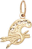 14KY ARTIST PALLET & BRUSHES CHARM 10x11mm