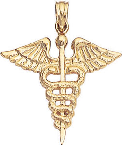 14KY CADUCEUS CHARM 23mm