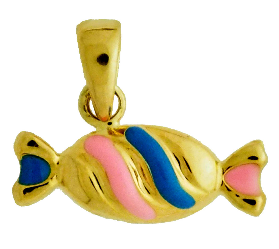 14KY ENAMELED WRAPPED CANDY CHARM 5.5x14mm