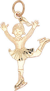 14KY CHILD FIGURE SKATER CHARM 26x17.5mm