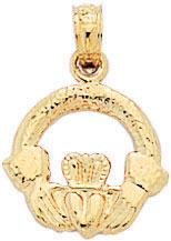 14KY SMALL IRISH CLADDAGH CHARM 12mm