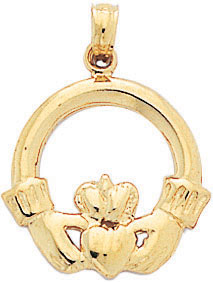 14KY MED IRISH CLADDAGH CHARM 17mm