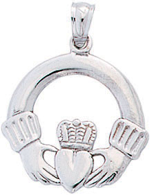 14KW MED IRISH CLADDAGH CHARM 17mm