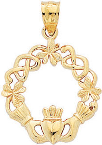 14KY IRISH CLADDAGH CHARM 18mm