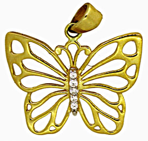 14KY BUTTERFLY CHARM W/CZS .75