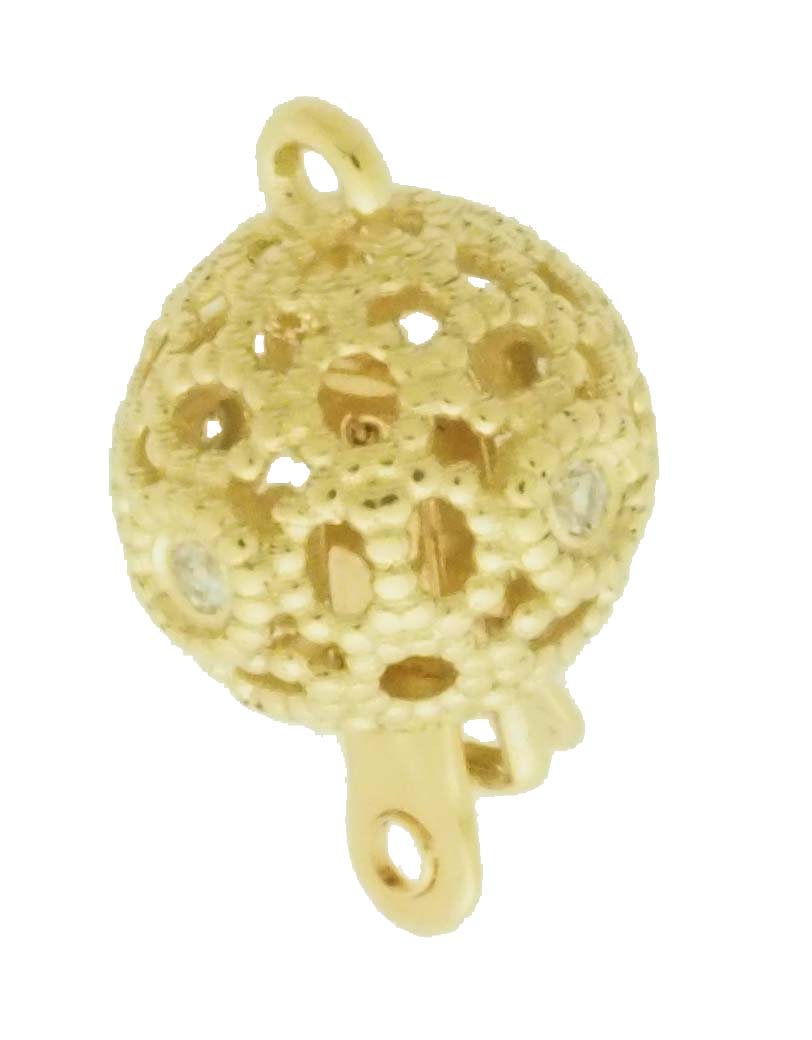 14KY OVAL SWIRL DIA BALL CLASP 8mm .02TW