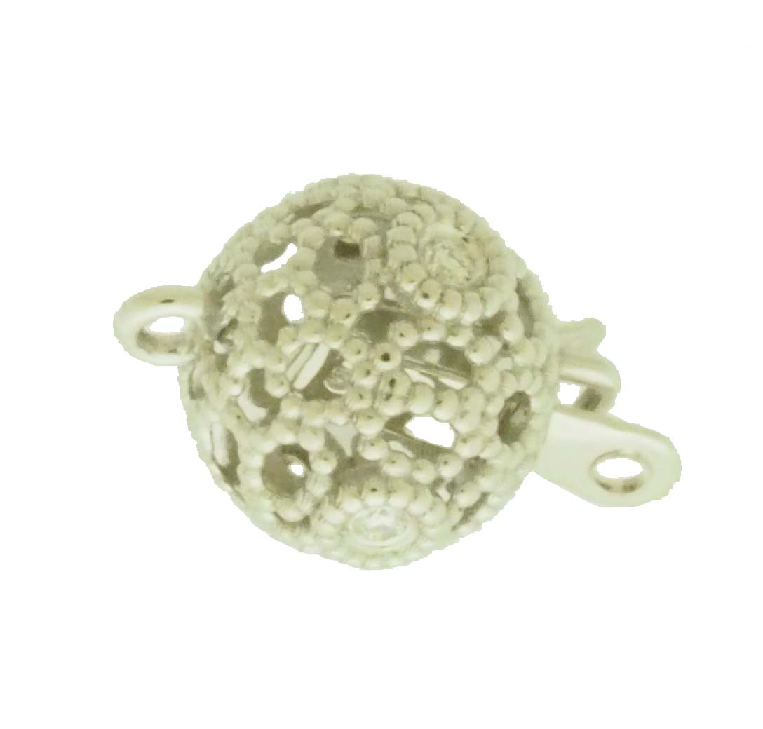 14KW OVAL SWIRL DIA BALL CLASP 8mm .02TW