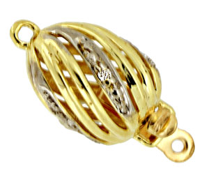 14KY SWIRL DIA BALL CLASP 13x8mm 4/.005
