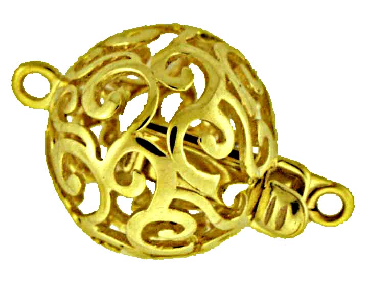 14KY SWIRL DESIGN BALL CLASP 11.5mm
