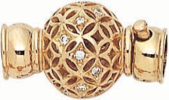 18KY 10mm FILIGREE  BALL CLASP W/DIAMONDS