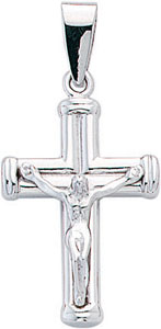 S.S. HOLLOW CROSS W/ CRUCIFIX 30x18.5mm