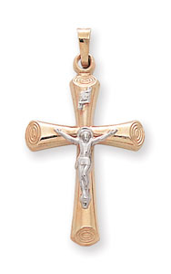 14KY CROSS W/ CRUCIFIX HOLLOW 1.25