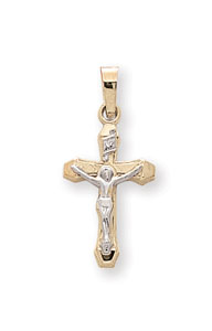 14KY CROSS W/ CRUCIFIX HOLLOW 20mm