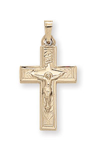 14KY CROSS W/ CRUCIFIX HOLLOW 26mm