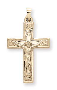 14KY CROSS W/ CRUCIFIX HOLLOW 31mm