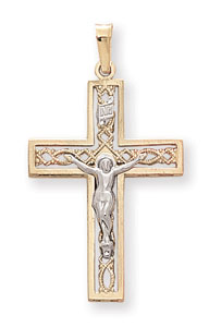 14KY CROSS W/CRUCIFIX 30mm