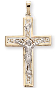 14KY CROSS W/ CRUCIFIX 1.25