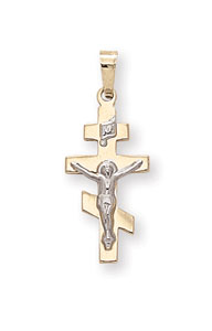 14KY FLAT CROSS WITH CRUCIFIX 21.5mm (.85