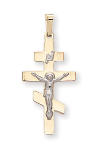 14KY FLAT CROSS W/ CRUCIFIX 28mm (1.15