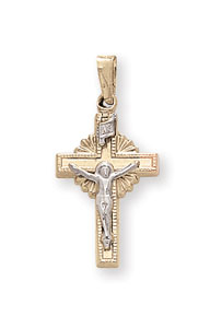 14KY CROSS W/CRUCIFIX HOLLOW 22mm
