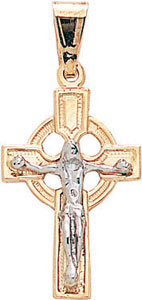 14KY CELTIC CROSS W/CRUCIFIX [D]