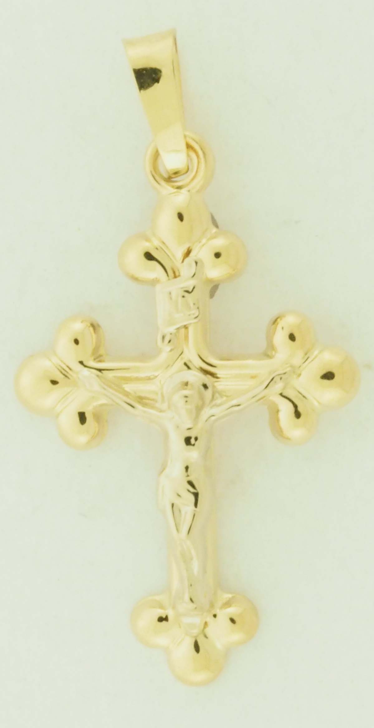 14KY HOLLOW CROSS W/CRUCIFIX 7/8