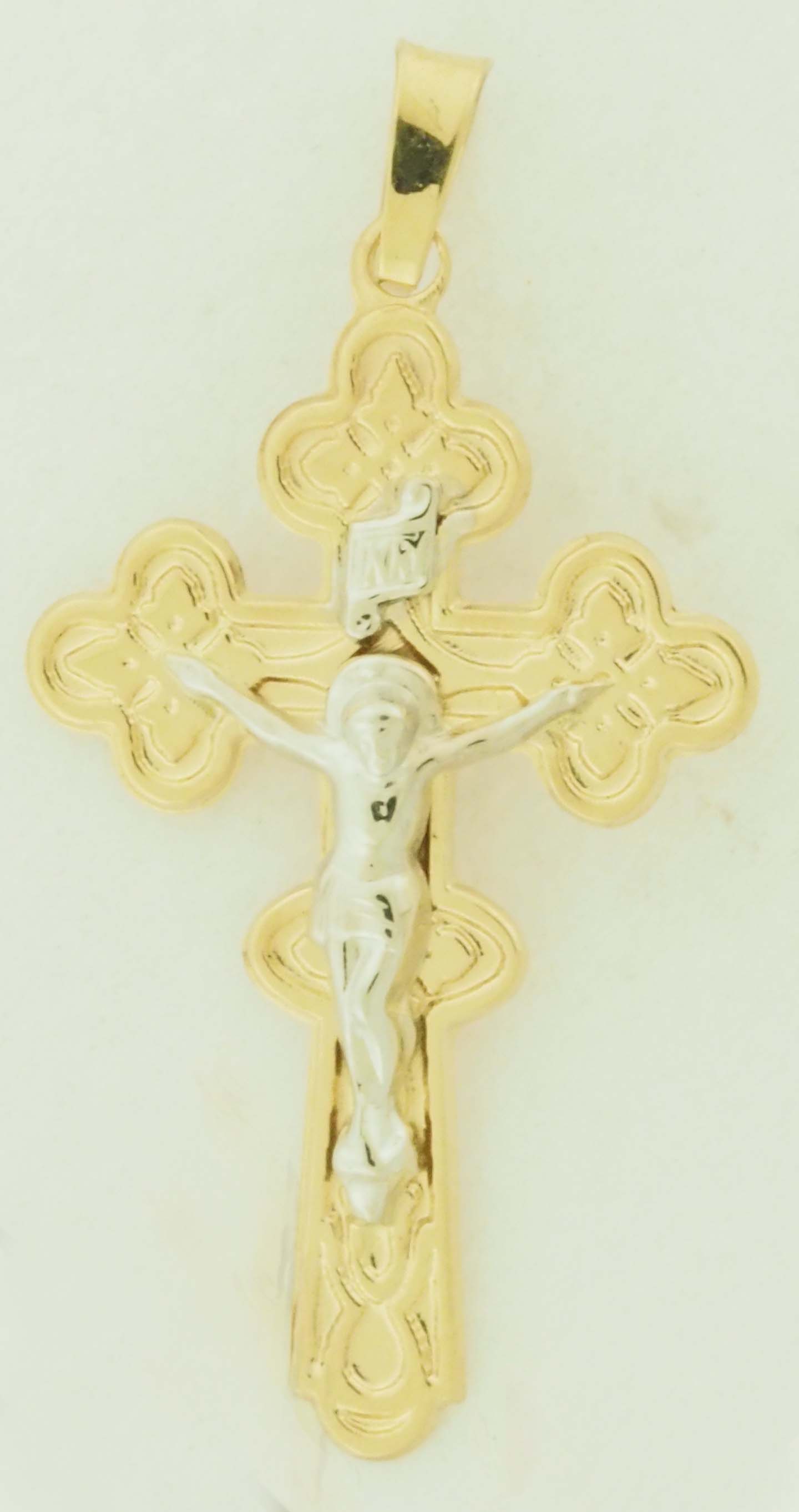 14KY CROSS W/ CRUCIFIX 28mm