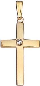14KY SHINY CROSS W/ DIA. 1