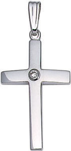 14KW SHINY CROSS W/ DIA. 1