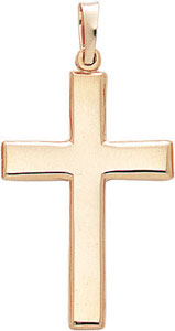 18KY SOLID CAST SHINY CROSS 1 1/4