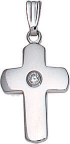 14KW SHINY CROSS W/ DIA. 3/4